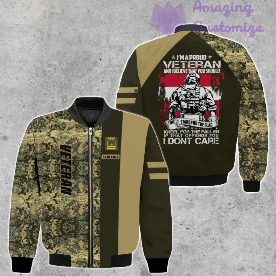 Personalisierte Bomberjacke mit Camouflage-Muster für österreichische Soldaten/Veteranen mit Namen und Rang, 3D-Druck – 1007230001