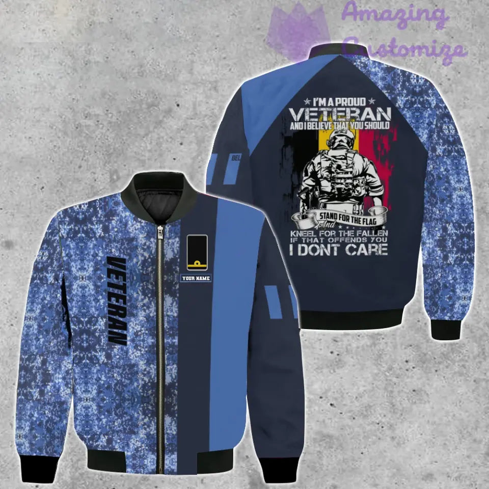 Personalisierte Bomberjacke mit belgischem Soldaten-/Veteranen-Tarnmuster und Namen und Rang, 3D-Druck – 1007230001