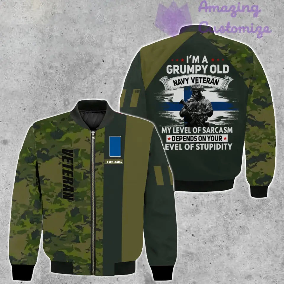 Personalized Finland Soldier/ Veteran Camo With Name And Rank Bomber Jacket 3D Printed - 1007230002