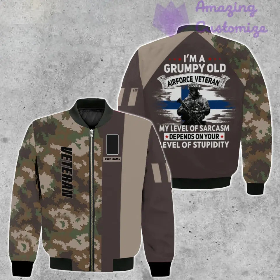 Personalized Finland Soldier/ Veteran Camo With Name And Rank Bomber Jacket 3D Printed - 1007230002