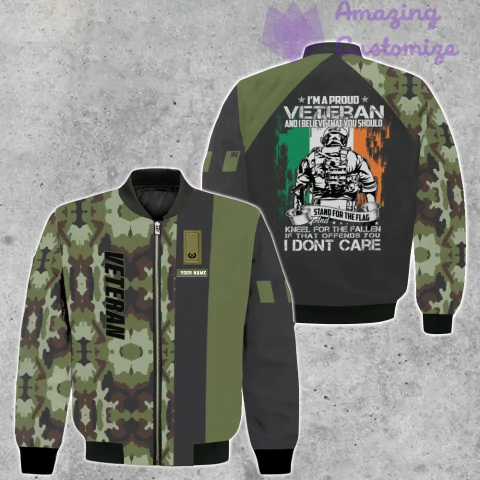 Personalized Ireland Soldier/ Veteran Camo With Name And Rank Bomber Jacket 3D Printed - 1007230001