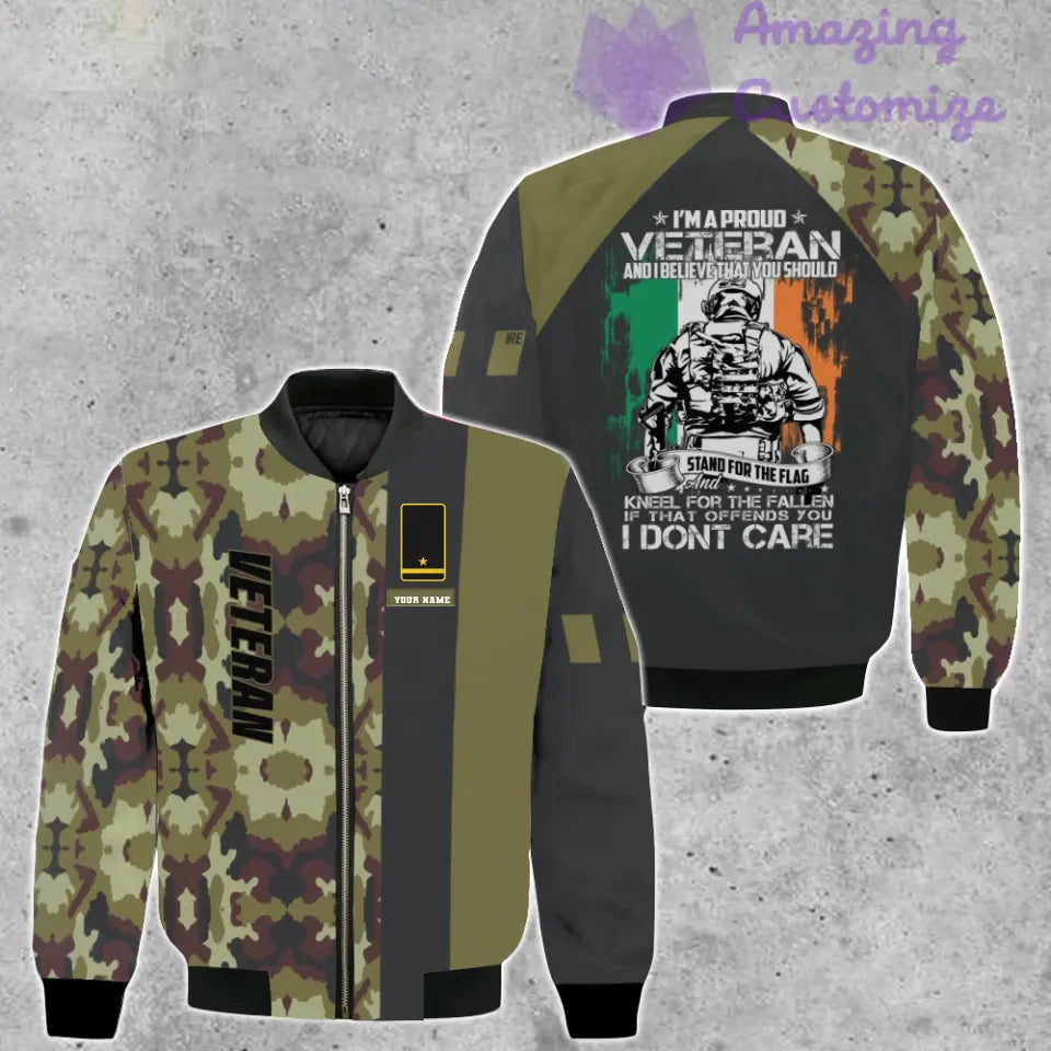 Personalized Ireland Soldier/ Veteran Camo With Name And Rank Bomber Jacket 3D Printed - 1007230001