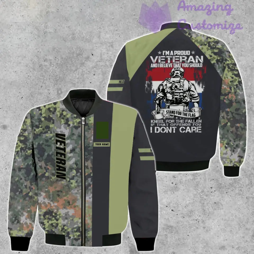 Personalisierte Bomberjacke mit Camouflage-Muster für niederländische Soldaten/Veteranen mit Namen und Rang, 3D-Druck – 1007230001