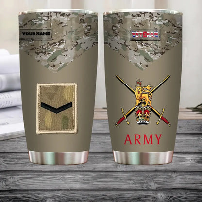 Personalized United Kingdom Veteran/ Soldier With Rank  Camo Tumbler All Over Printed - 1706832010- ATC Version