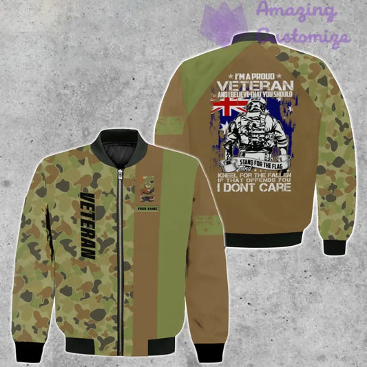 Personalisierte Bomberjacke mit Camouflage-Muster für australische Soldaten/Veteranen mit Namen und Rang, 3D-Druck – 1207230003