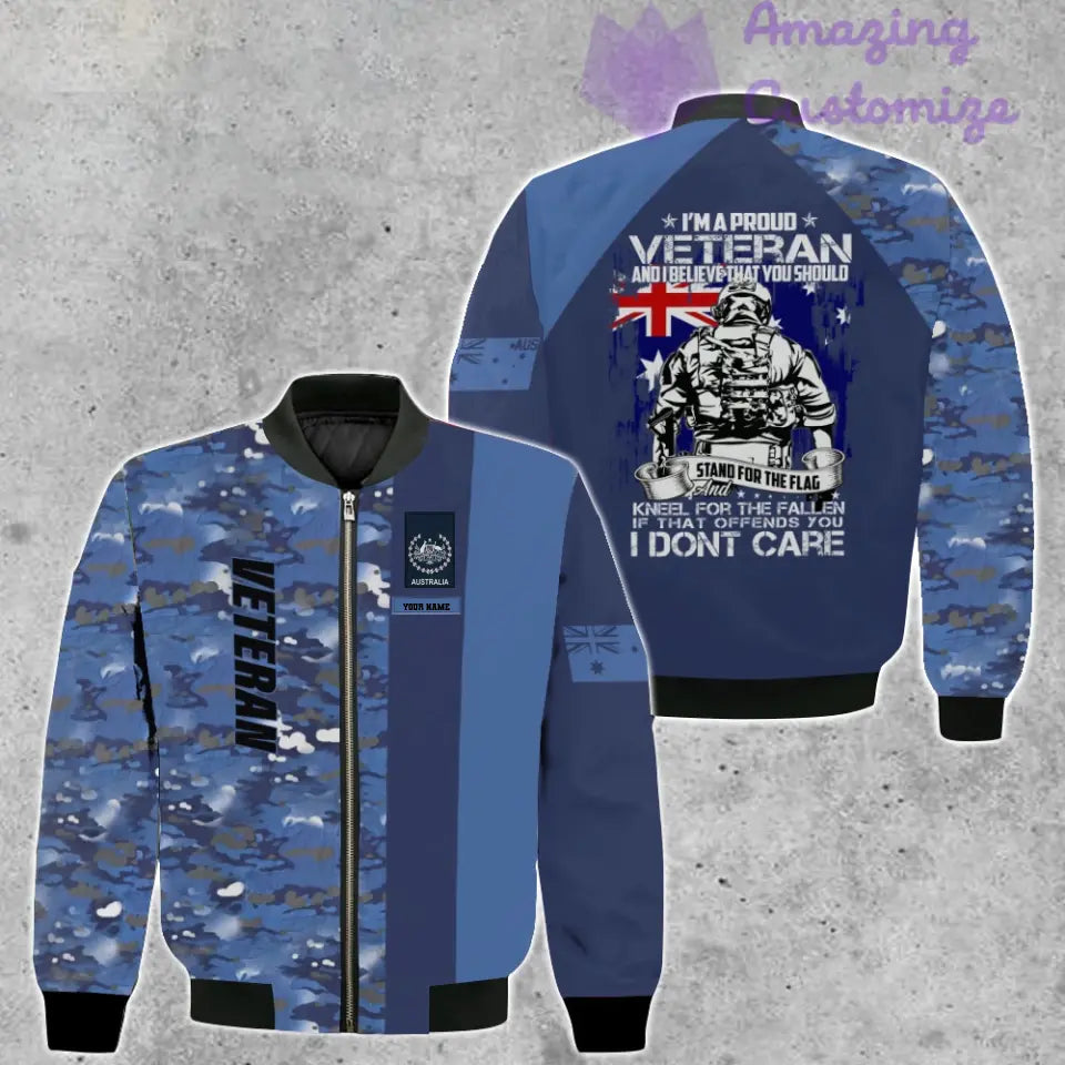 Personalisierte Bomberjacke mit Camouflage-Muster für australische Soldaten/Veteranen mit Namen und Rang, 3D-Druck – 1207230003