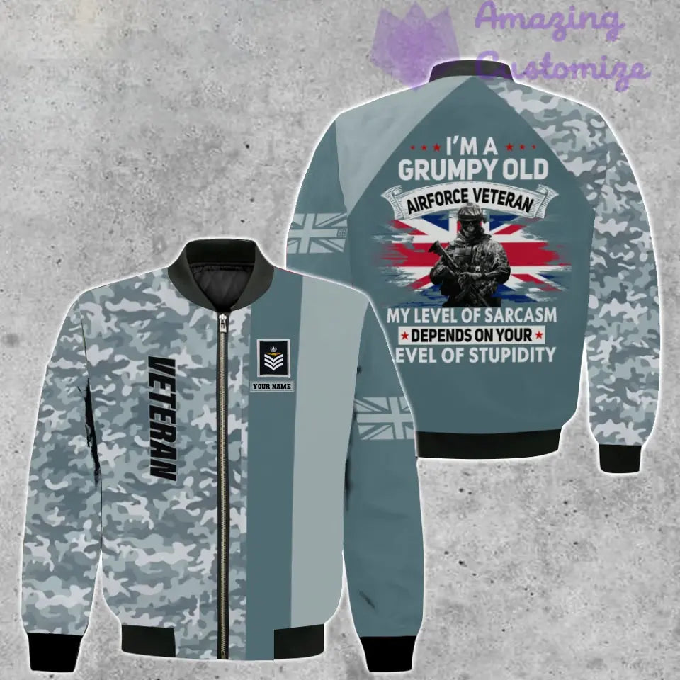 Personalize UK Soldier/ Veteran Camo With Name And Rank Bomber Jacket 3D Printed - 1207230002