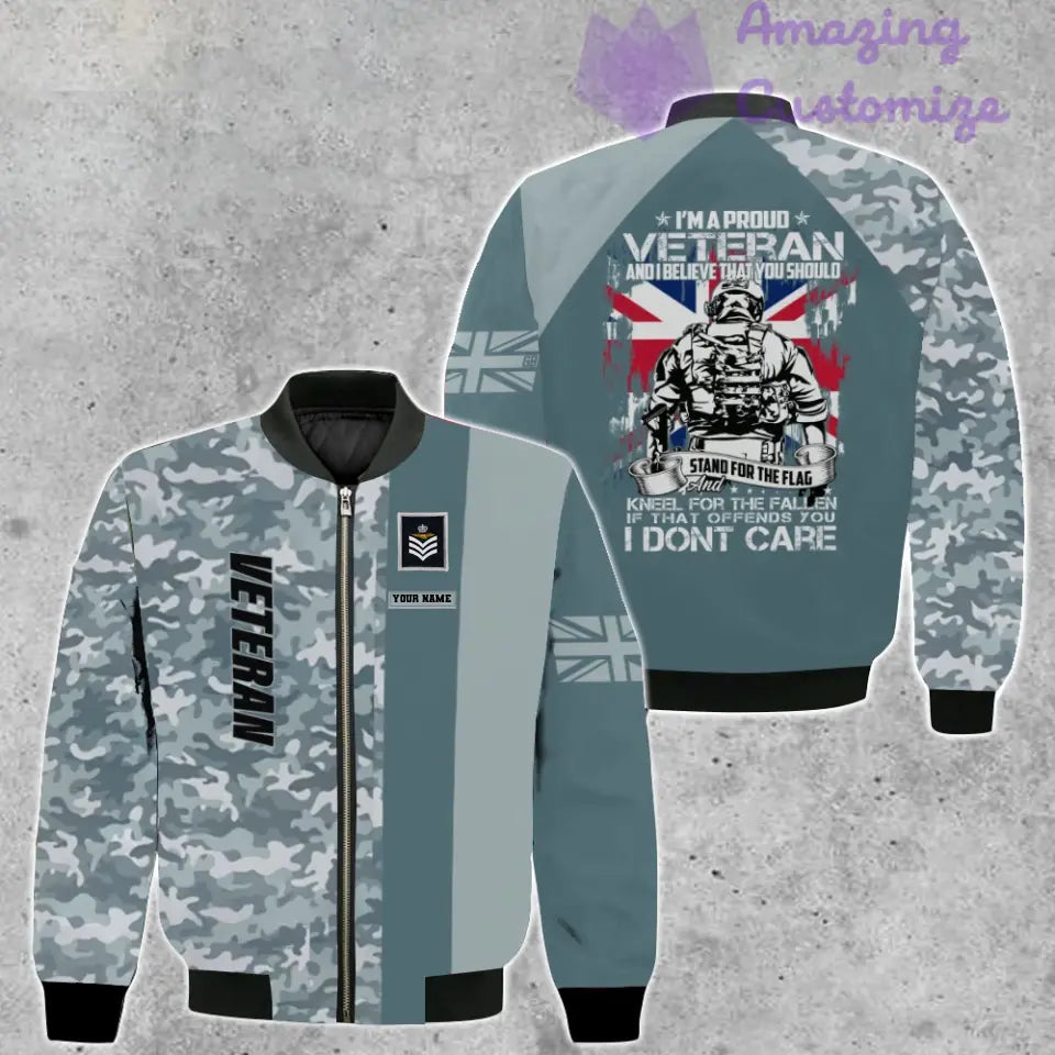 Personalized UK Soldier/ Veteran Camo With Name And Rank Bomber Jacket 3D Printed - 1207230003