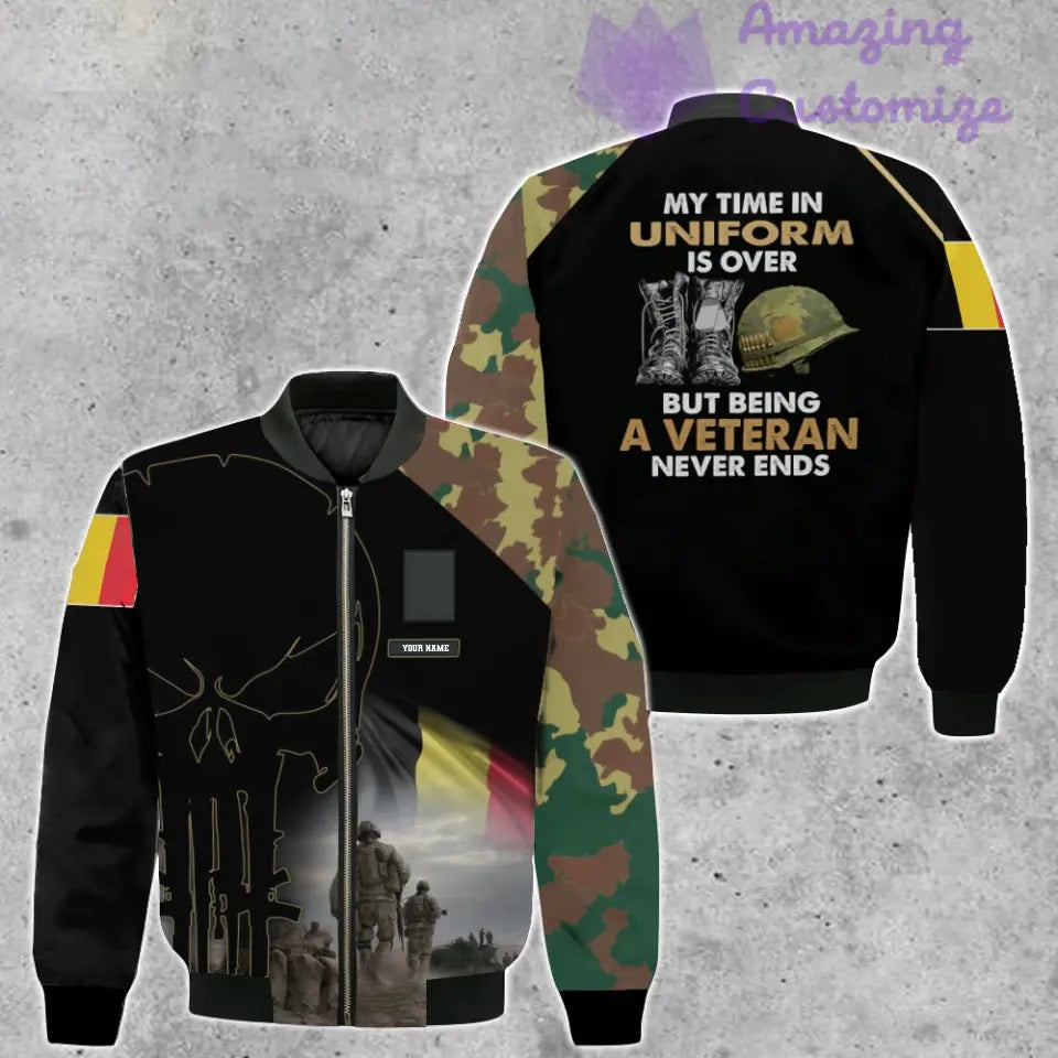 Personalized Belgium Soldier/ Veteran Camo With Name And Rank Bomber Jacket 3D Printed - 1407230001