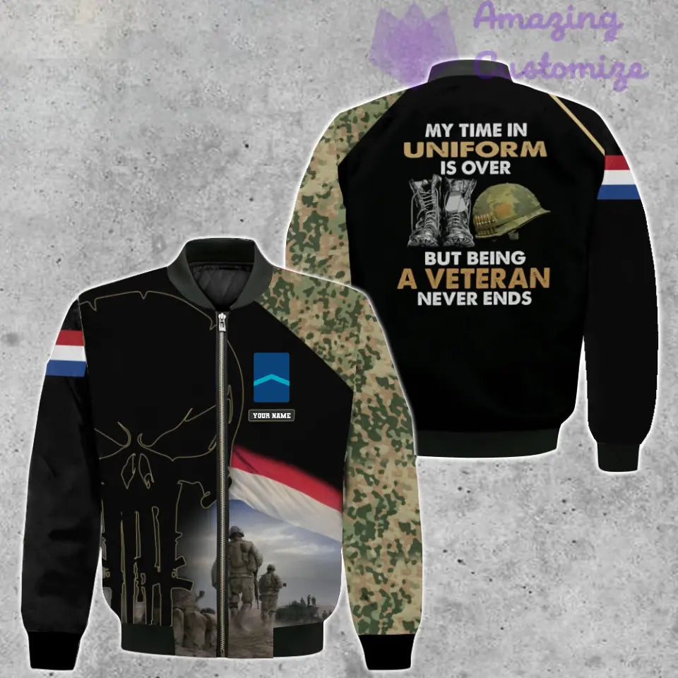 Personalized Netherlands Soldier/ Veteran Camo With Name And Rank Bomber Jacket 3D Printed - 1407230001