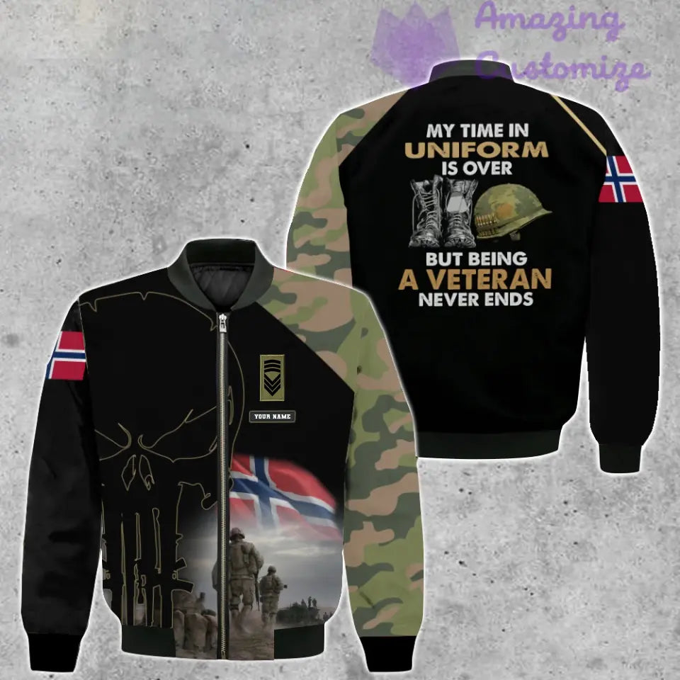 Personalized Norway Soldier/ Veteran Camo With Name And Rank Bomber Jacket 3D Printed - 1407230001