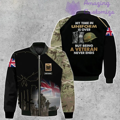 Personalisierte Bomberjacke im Camouflage-Stil für britische Soldaten/Veteranen mit Namen und Rang, 3D-Druck – 1407230001