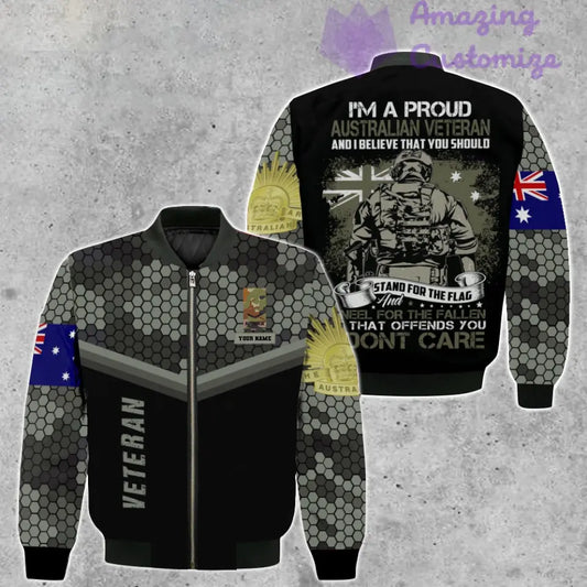 Personalisierte Bomberjacke mit Camouflage-Muster für australische Soldaten/Veteranen mit Namen und Rang, 3D-Druck – 1907230001