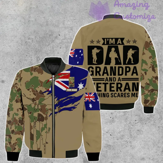 Personalisierte Bomberjacke mit Camouflage-Muster für australische Soldaten/Veteranen mit Namen und Rang, 3D-Druck – 2207230001