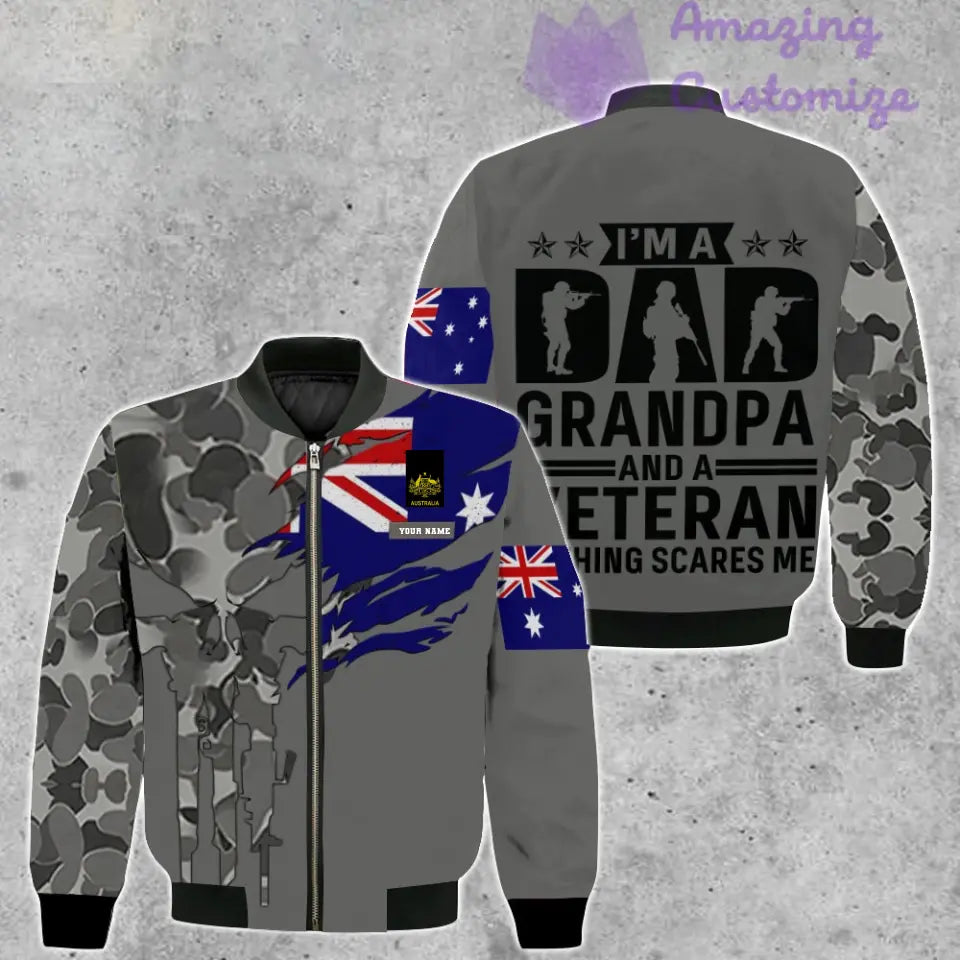 Personalisierte Bomberjacke mit Camouflage-Muster für australische Soldaten/Veteranen mit Namen und Rang, 3D-Druck – 2207230001