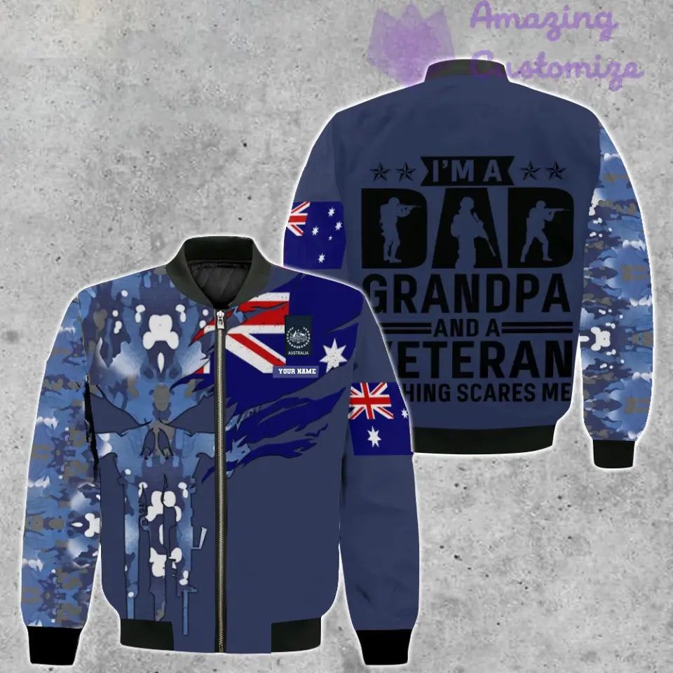 Personalisierte Bomberjacke mit Camouflage-Muster für australische Soldaten/Veteranen mit Namen und Rang, 3D-Druck – 2207230001