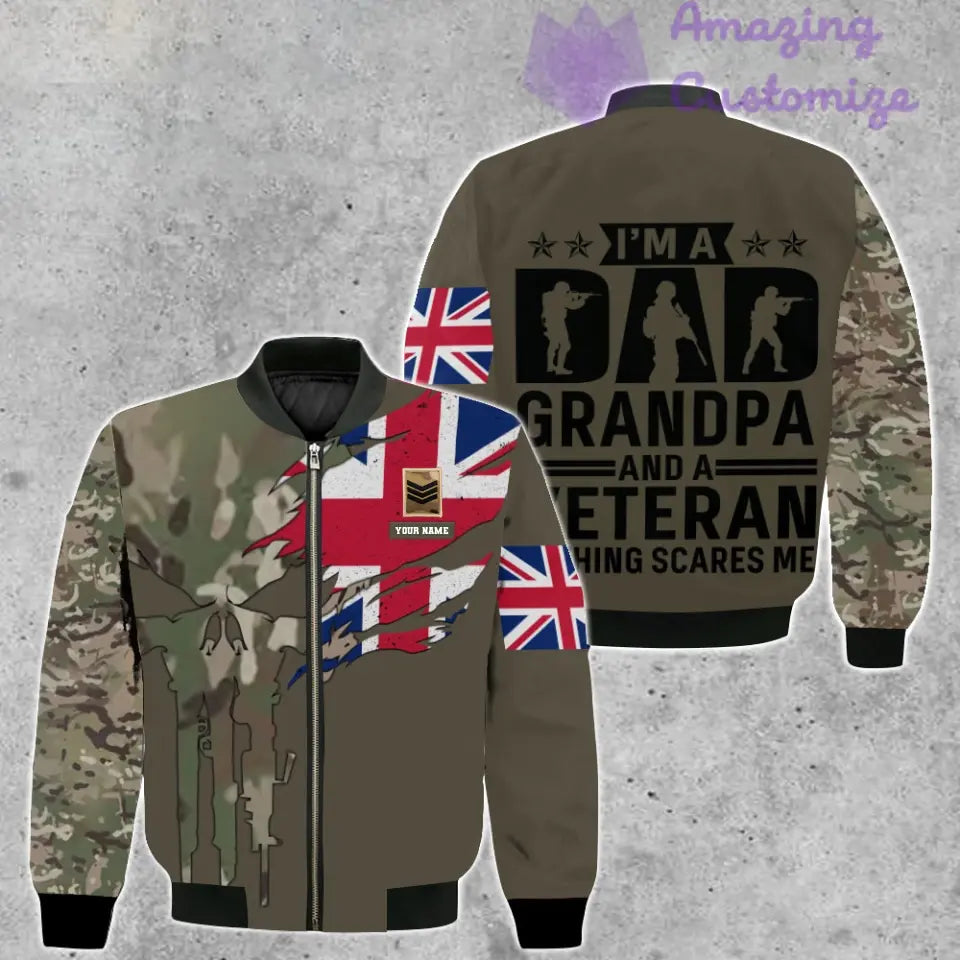 Personalized UK Soldier/ Veteran Camo With Name And Rank Bomber Jacket 3D Printed - 2207230001