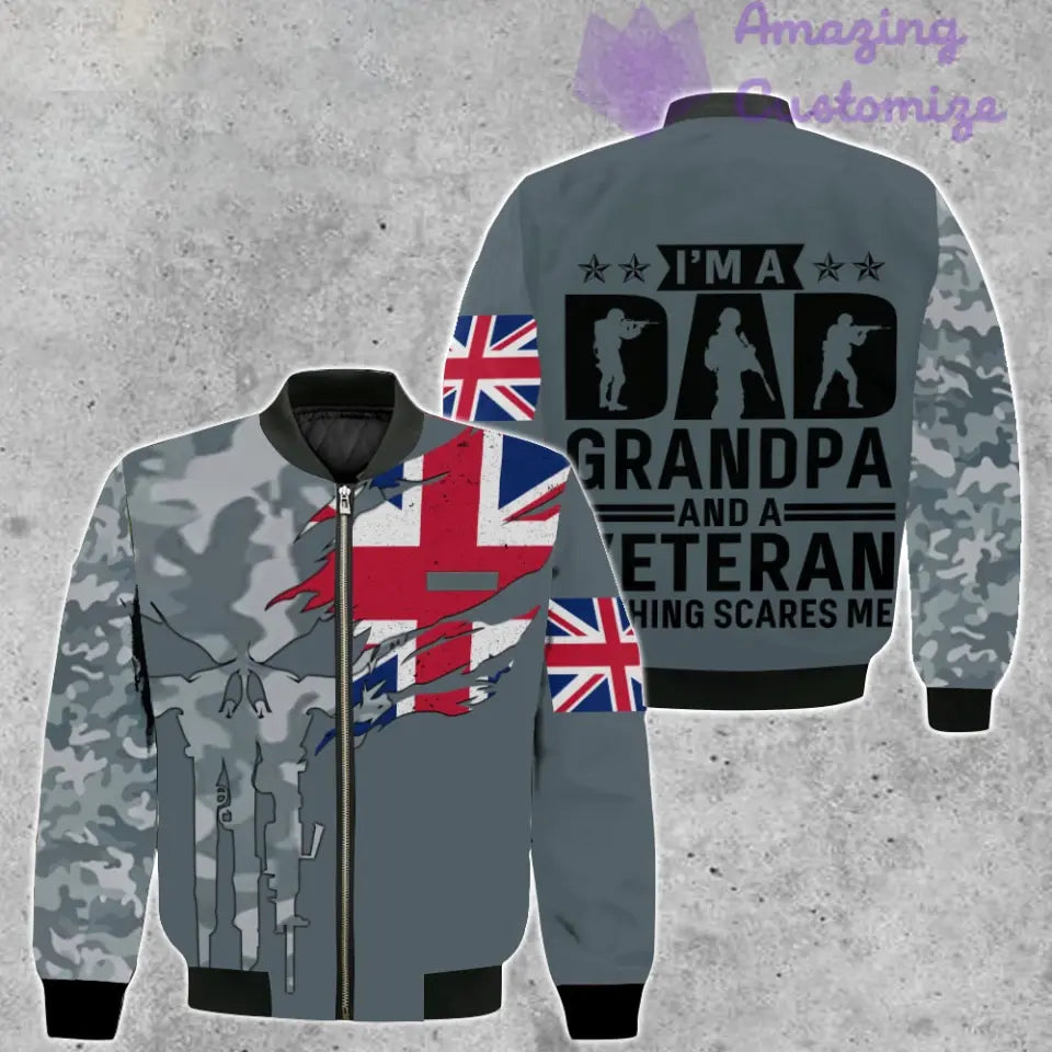 Personalized UK Soldier/ Veteran Camo With Name And Rank Bomber Jacket 3D Printed - 2207230001