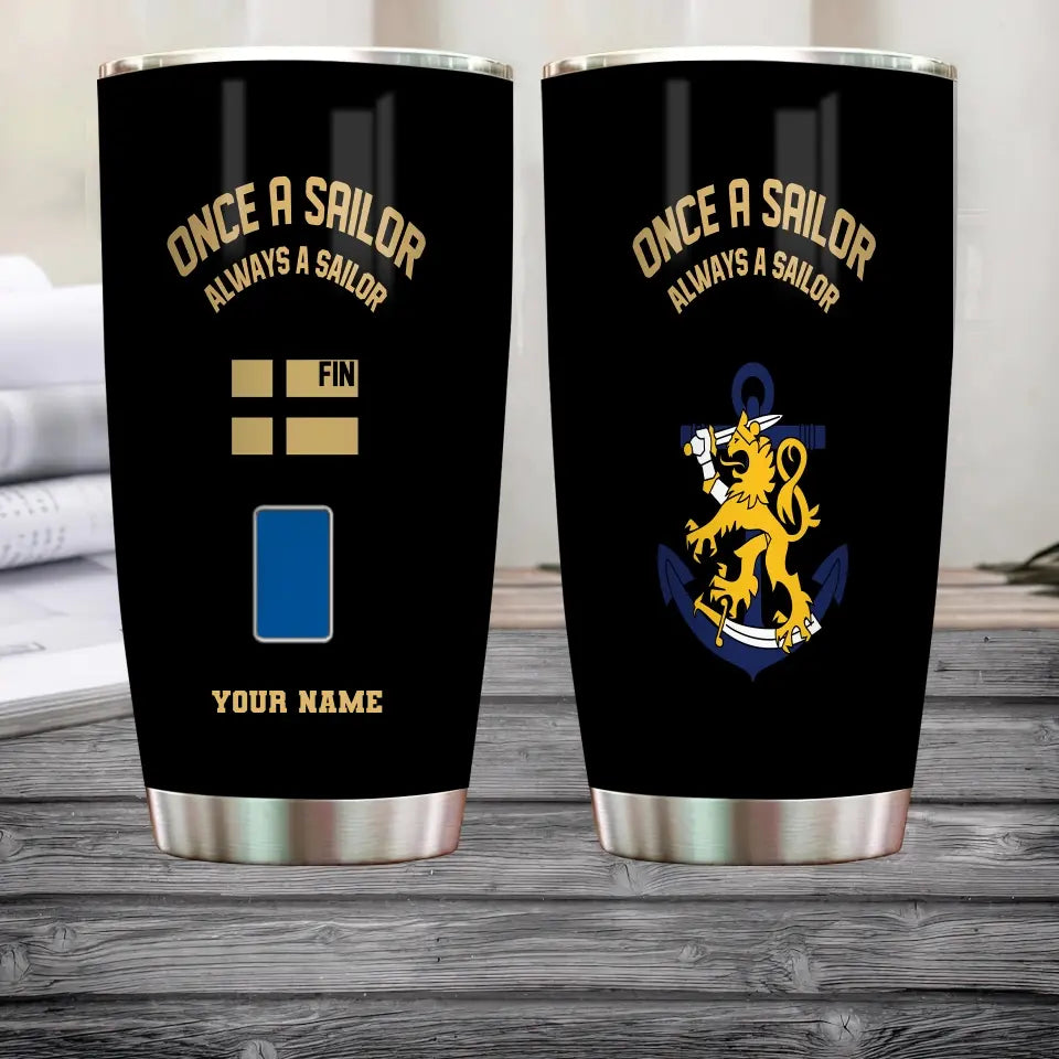 Personalized Finland Veteran/ Soldier With Rank And Name Camo Tumbler Gold Flag - 2607230001