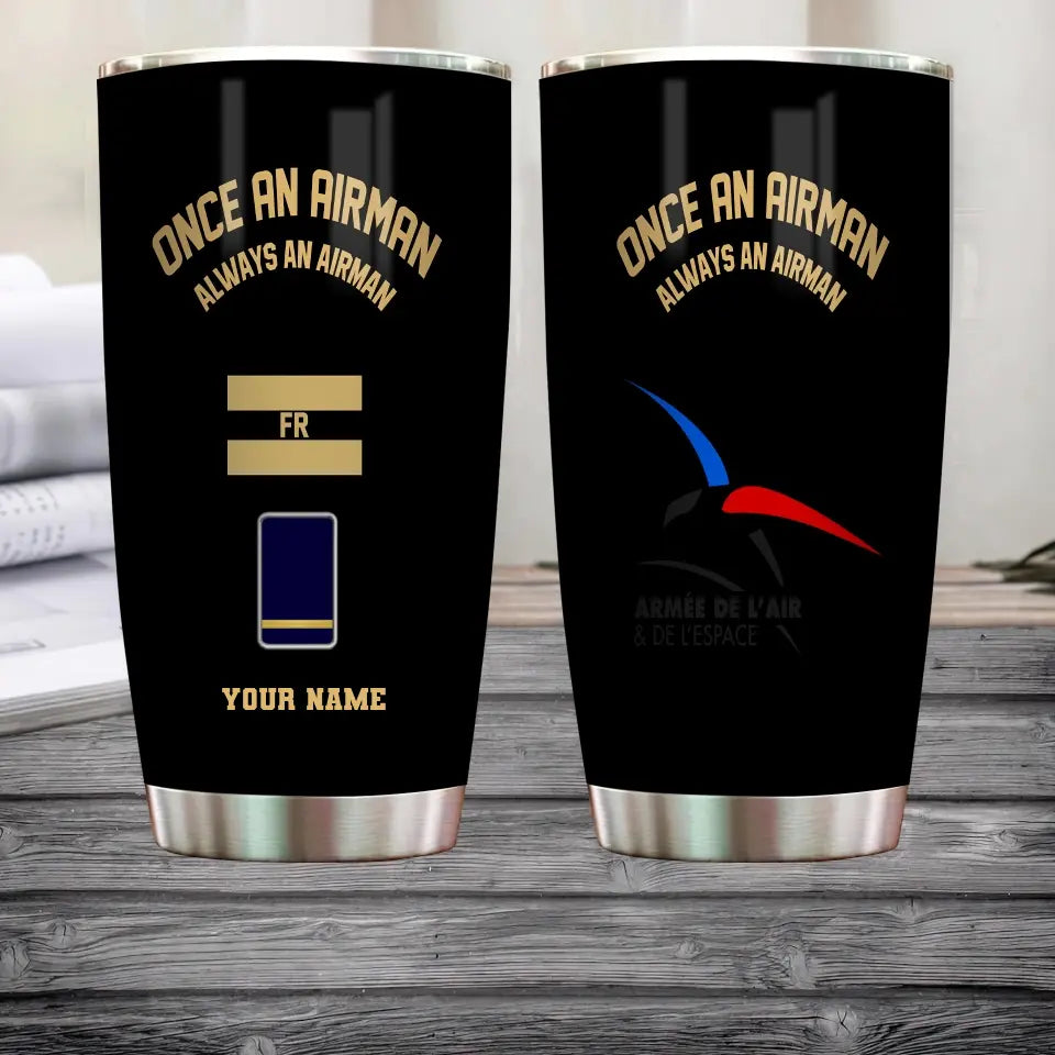 Verre à bière personnalisé avec nom et grade de vétéran/soldat français - Drapeau doré - 2607230001