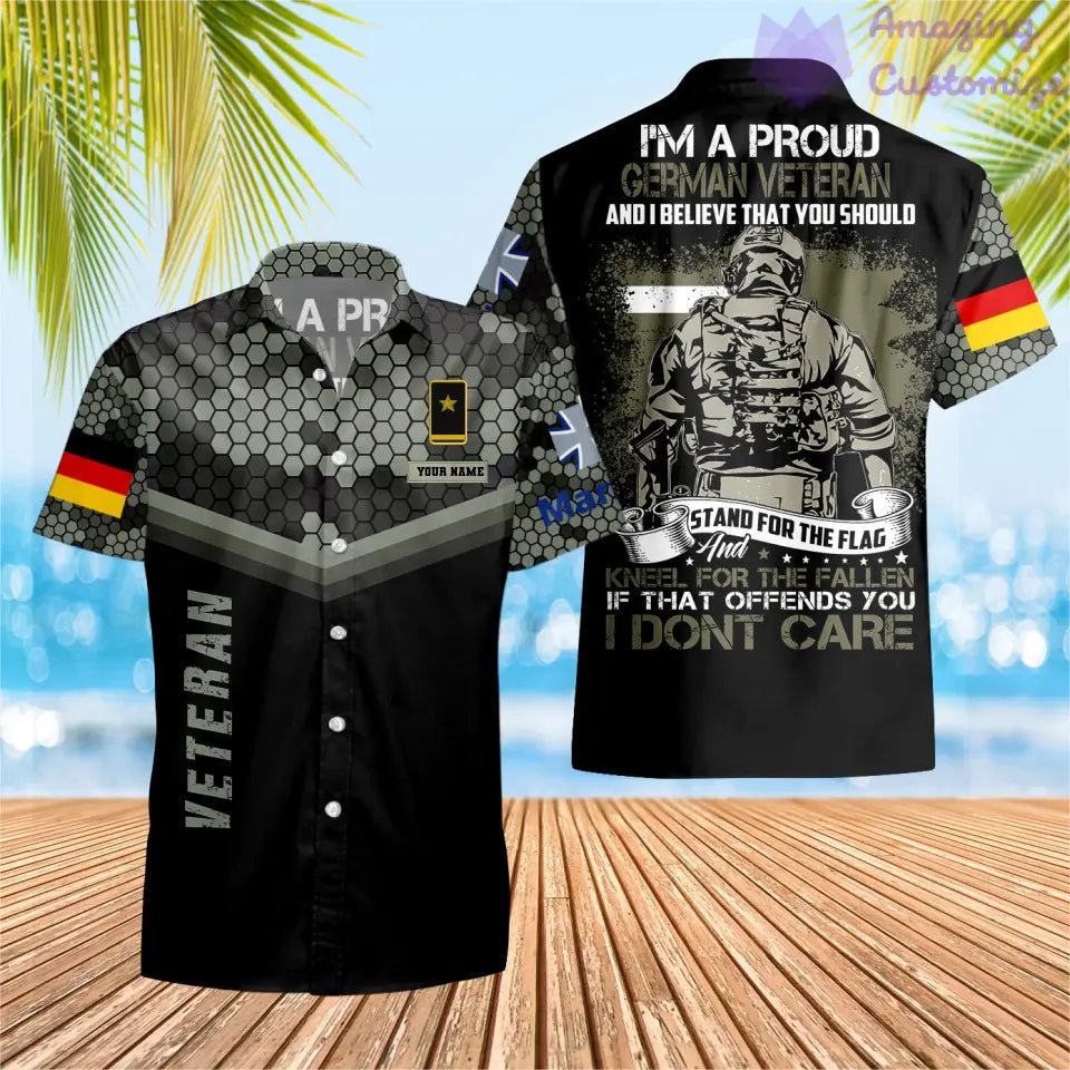 Personalisiertes Deutschland Soldat/Veteranen Camouflage mit Namen und Rang Hawaiihemd 3D bedruckt - 1907230001