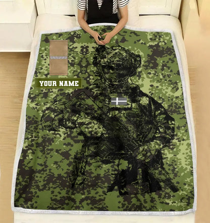 Personalized Denmark Solider/ Veteran Camo With Name And Rank Fleece Blanket 3D Printed - 0608230001