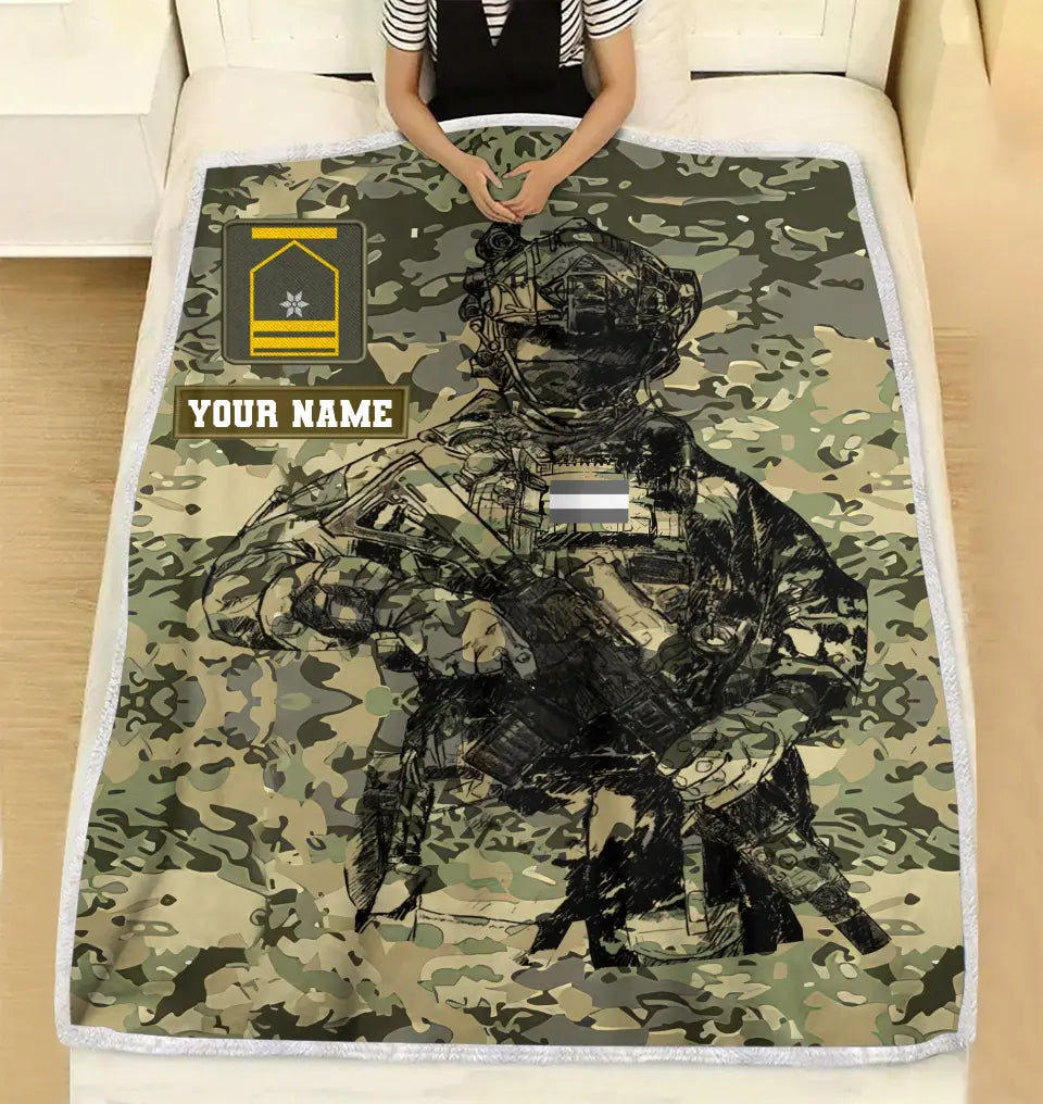 Couverture polaire personnalisée avec camouflage soldat/vétéran autrichien avec nom et grade, imprimée en 3D - 0608230001