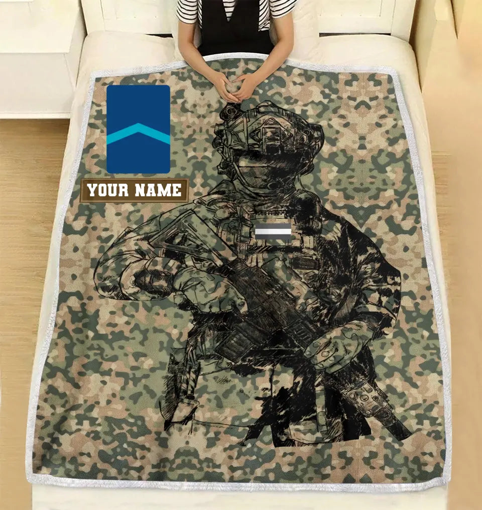 Couverture polaire personnalisée avec camouflage de soldat/vétéran néerlandais avec nom et grade, imprimée en 3D - 0608230001