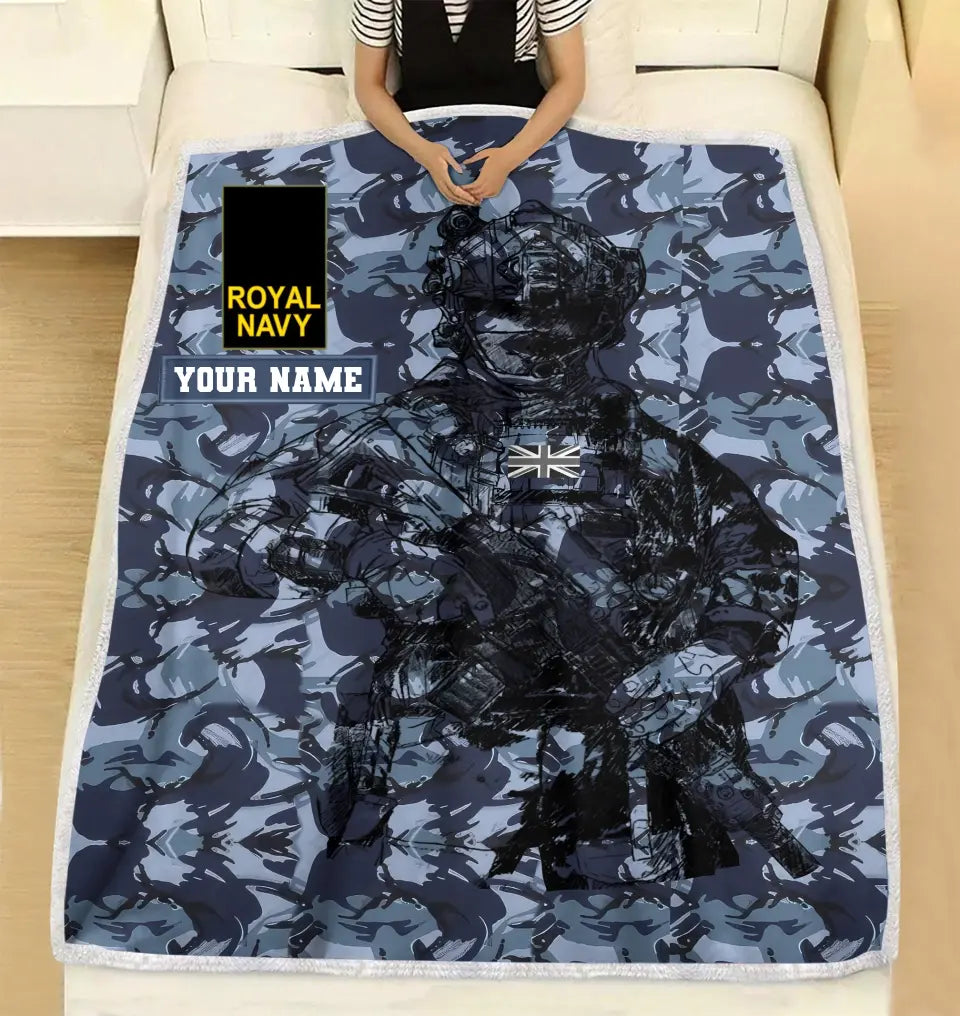 Personalized UK Solider/ Veteran Camo With Name And Rank Fleece Blanket 3D Printed - 0608230001