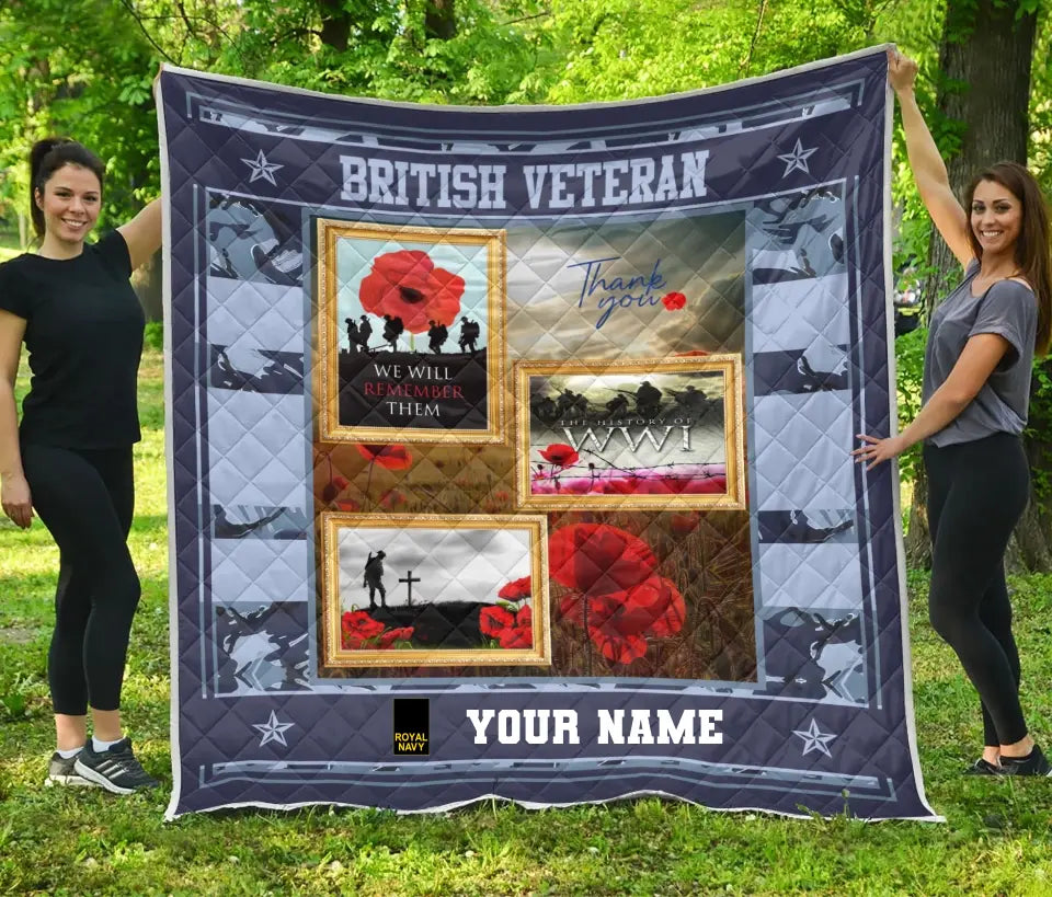 Personalized UK Soldier/ Veteran Camo With Name And Rank Quilt 3D Printed - 0908230001