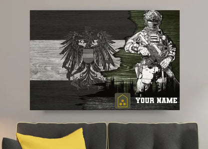 Personalisierter österreichischer Soldat/Veteranen-Camouflage mit Namen und Rang auf Leinwand, 3D-Druck