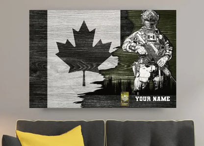 Toile de camouflage personnalisée pour soldat/vétéran canadien avec nom et grade imprimée en 3D