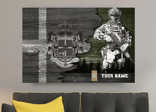 Personalized Denmark Soldier/ Veteran Camo With Name And Rank Canvas 3D Printed