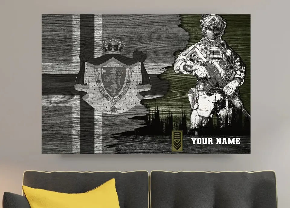Personalized Norway Soldier/ Veteran Camo With Name And Rank Canvas 3D Printed - 1208230001
