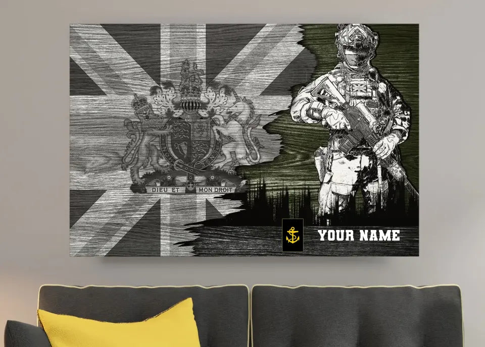 Personalized UK Soldier/ Veteran Camo With Name And Rank Canvas 3D Printed