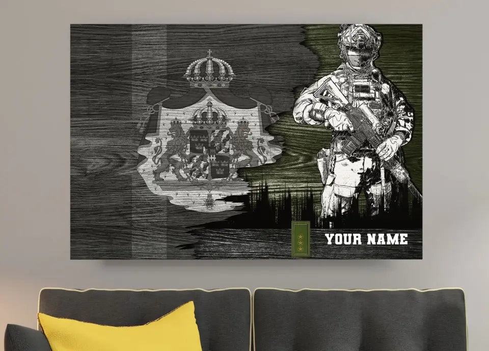 Toile de camouflage personnalisée de soldat/vétéran suédois avec nom et grade imprimée en 3D