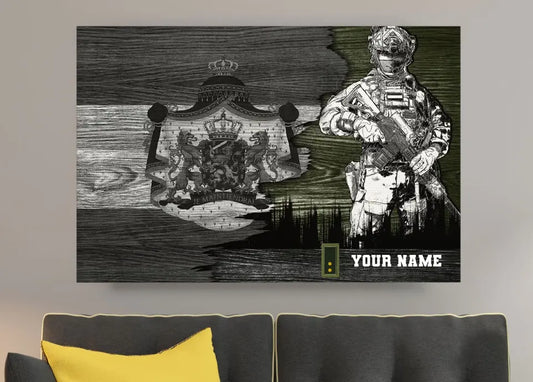 Toile de camouflage personnalisée pour soldat/vétéran néerlandais avec nom et grade imprimée en 3D