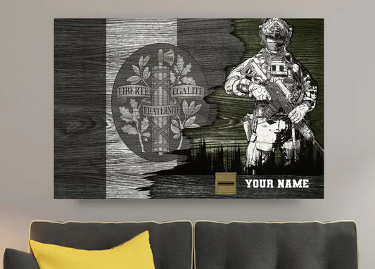 Personalized France Soldier/ Veteran Camo With Name And Rank Canvas 3D Printed