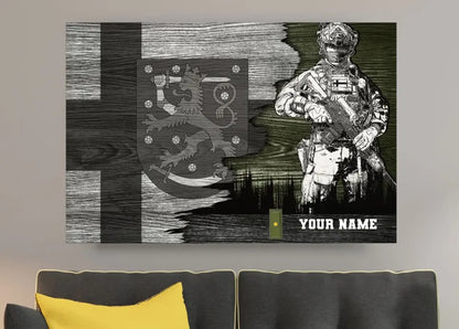 Toile de camouflage personnalisée de soldat/vétéran finlandais avec nom et grade imprimée en 3D