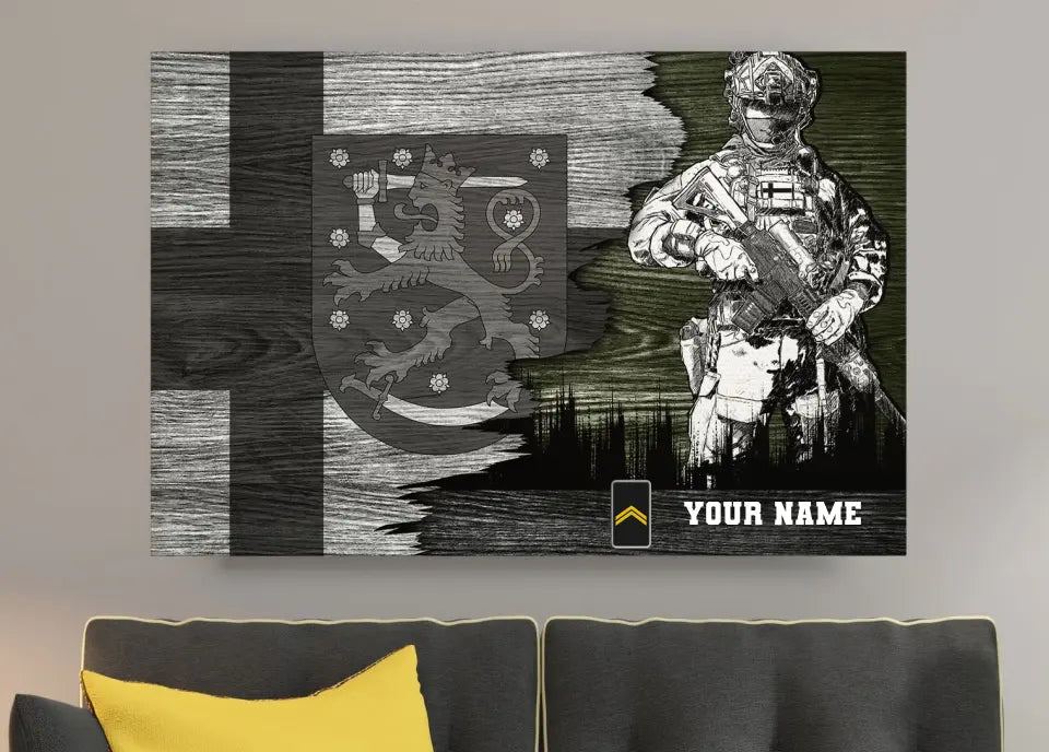 Personalized Finland Soldier/ Veteran Camo With Name And Rank Canvas 3D Printed - 1208230001