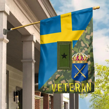 Personalisierte schwedische Soldat/Veteranen-Tarnung mit Rang-Hausflagge 3D-gedruckt – 2608230001