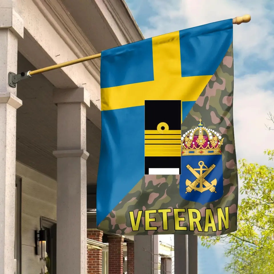 Personalisierte schwedische Soldat/Veteranen-Tarnung mit Rang-Hausflagge 3D-gedruckt – 2608230001