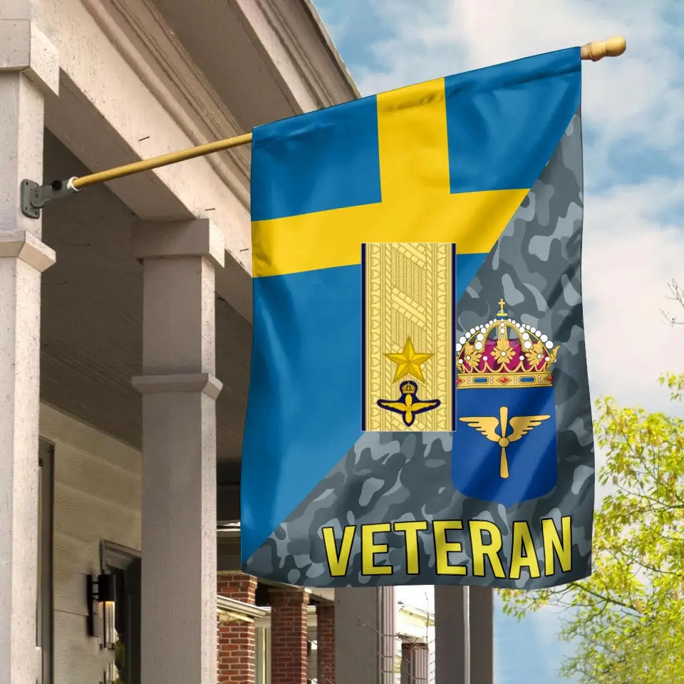 Personalisierte schwedische Soldat/Veteranen-Tarnung mit Rang-Hausflagge 3D-gedruckt – 2608230001