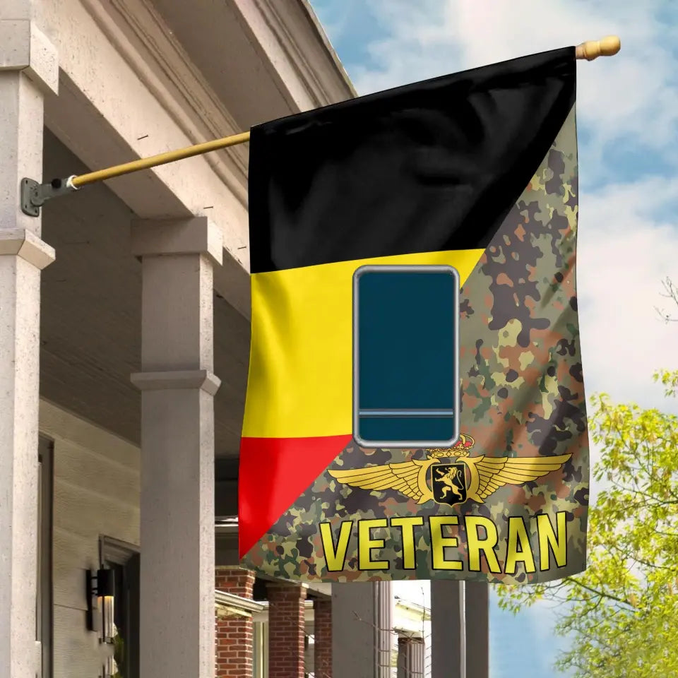 Personalized Belgium Soldier/ Veteran Camo With Rank House Flag 3D Printed - 2608230001