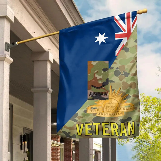 Personalized Australian Soldier/ Veteran Camo With Rank House Flag 3D Printed - 2608230001