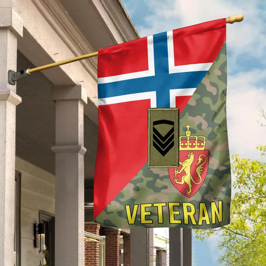 Personalisierte norwegische Soldat/Veteranen-Tarnung mit Rang-Hausflagge 3D-gedruckt – 2608230001