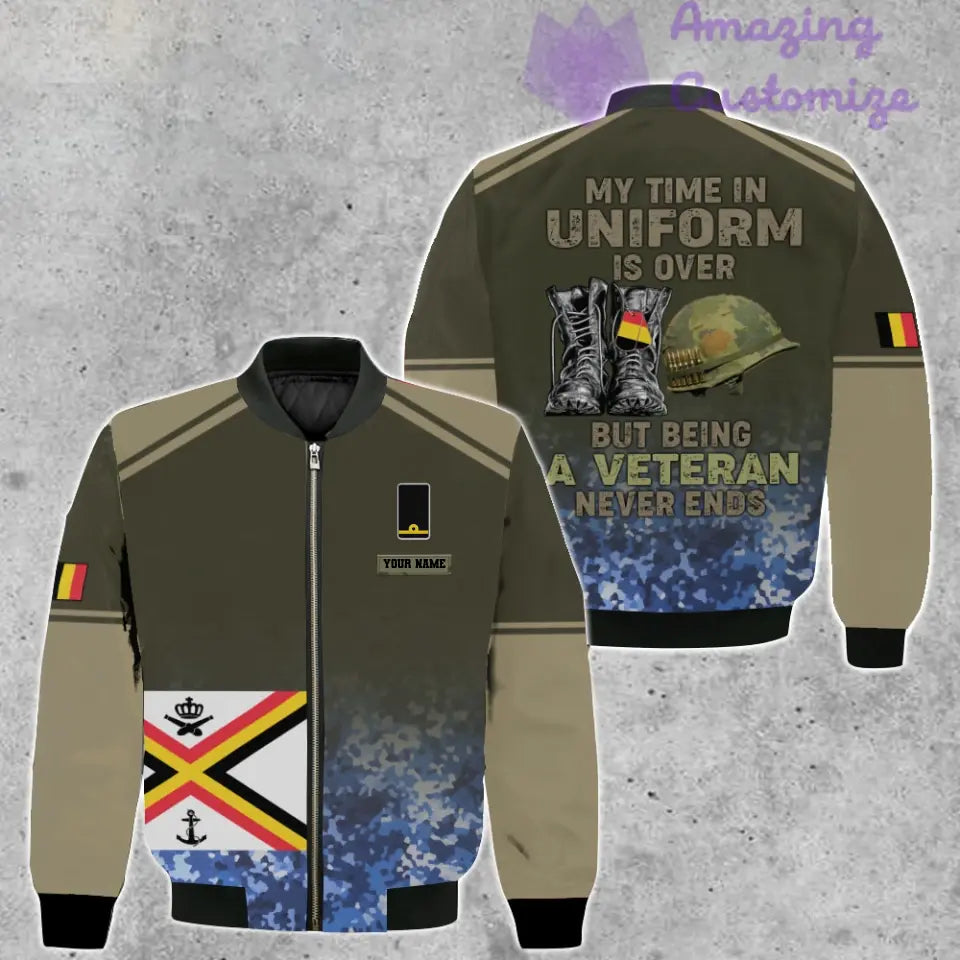 Personalisierte Bomberjacke mit belgischem Soldaten-/Veteranen-Tarnmuster und Namen und Rang, 3D-Druck – 1508230001