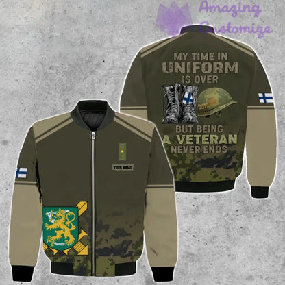 Personalisierte Bomberjacke mit finnischem Soldaten-/Veteranen-Tarnmuster und Namen und Rang, 3D-Druck – 1508230001