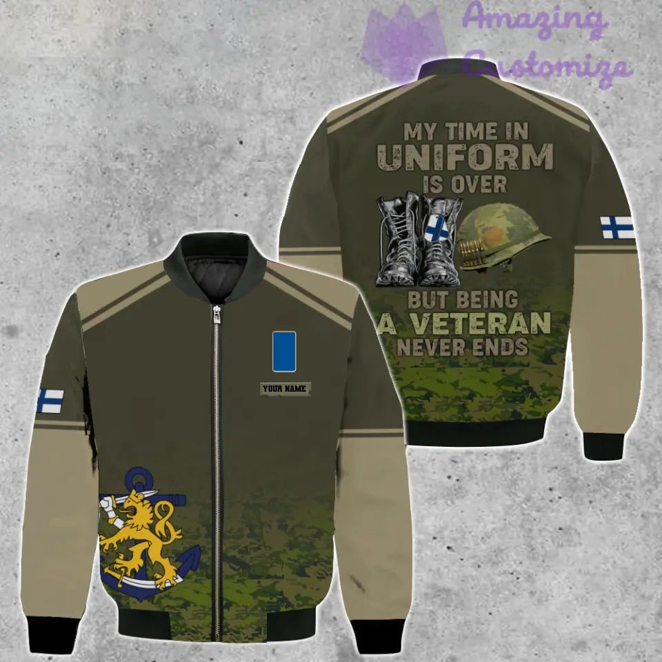 Personalized Finland Soldier/ Veteran Camo With Name And Rank Bomber Jacket 3D Printed - 1508230001