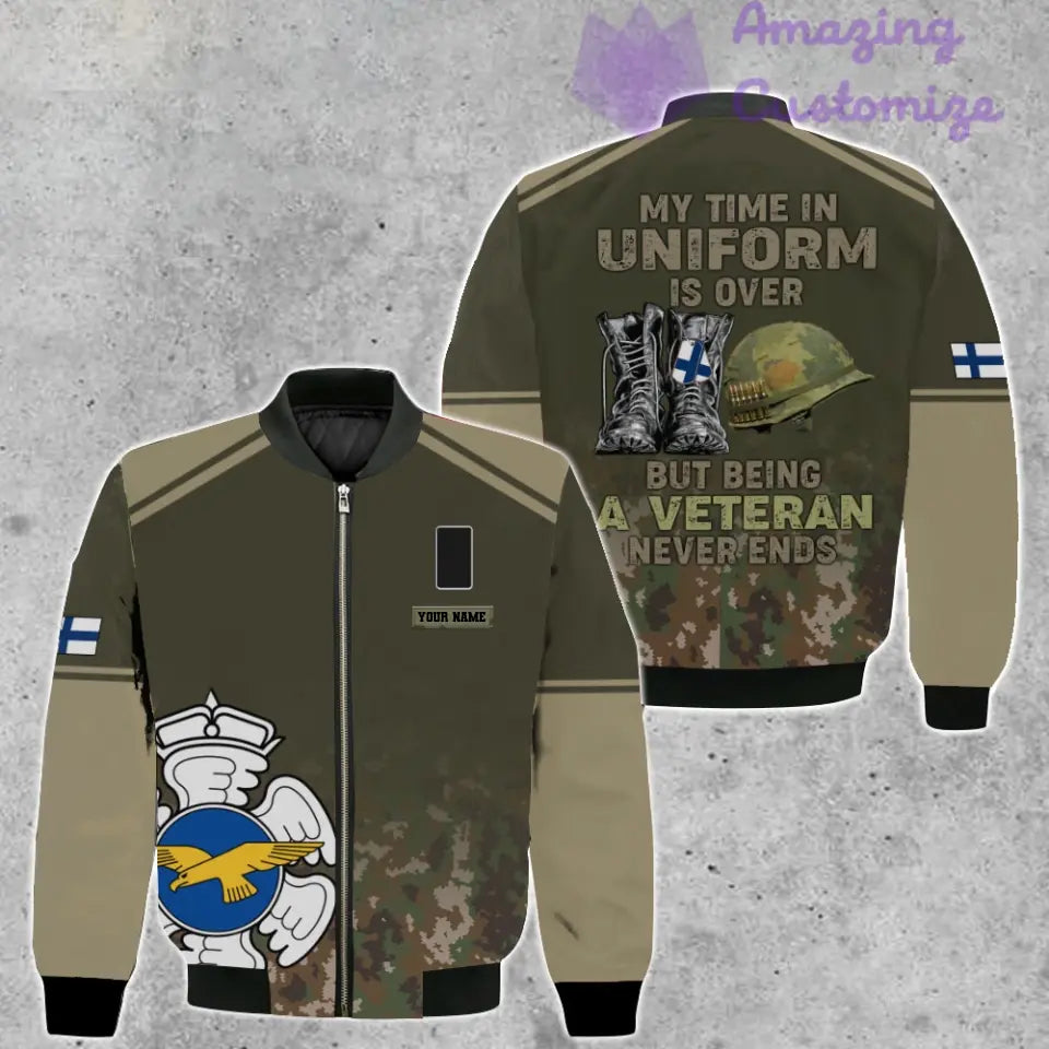 Personalisierte Bomberjacke mit finnischem Soldaten-/Veteranen-Tarnmuster und Namen und Rang, 3D-Druck – 1508230001